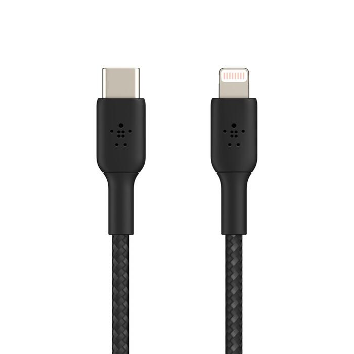 Belkin BoostCharge geflochtenes 1 m USB-C/Lighting Kabel, schwarz Belkin BoostCharge geflochtenes 1 m USB-C/Lighting Kabel, schwarz